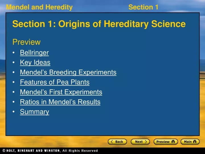 section 1 origins of hereditary science