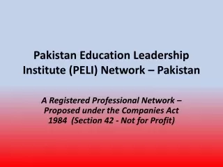 Pakistan Education Leadership Institute (PELI) Network – Pakistan