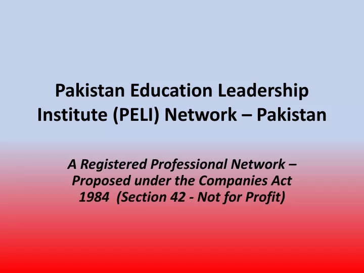 pakistan education leadership institute peli network pakistan