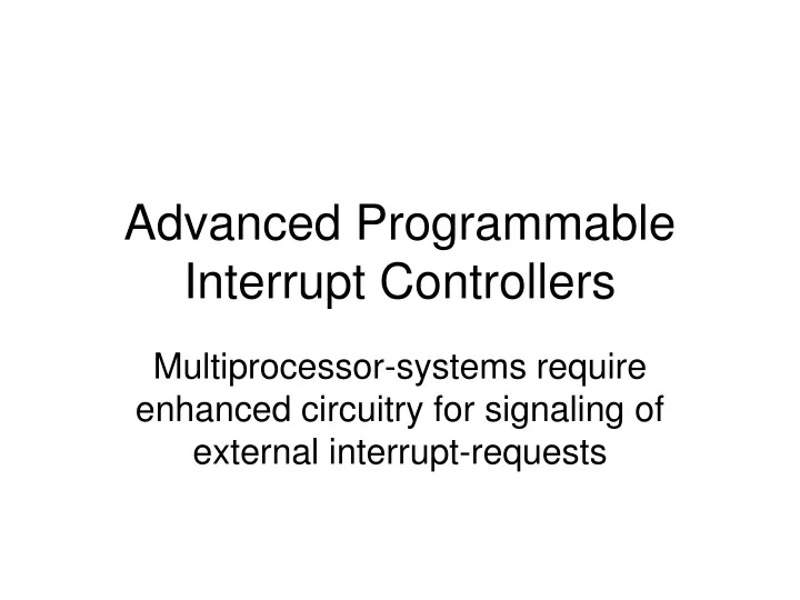 advanced programmable interrupt controllers