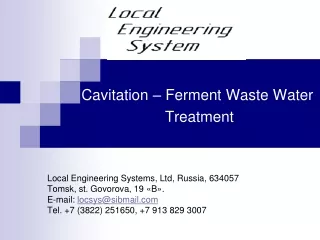 Cavitation – Ferment Waste Water  Treatment
