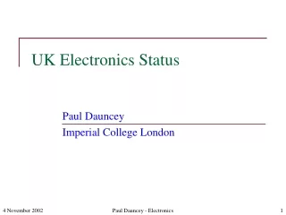 UK Electronics Status