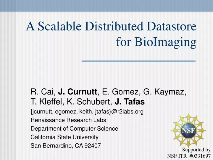a scalable distributed datastore for bioimaging