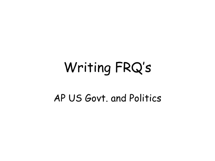 writing frq s