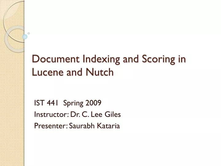 document indexing and scoring in lucene and nutch
