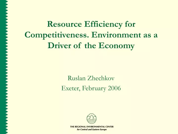 resource efficiency for competitiveness environment as a driver of the economy