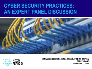 Cyber Security Practices:  An  Expert  Panel Discussion