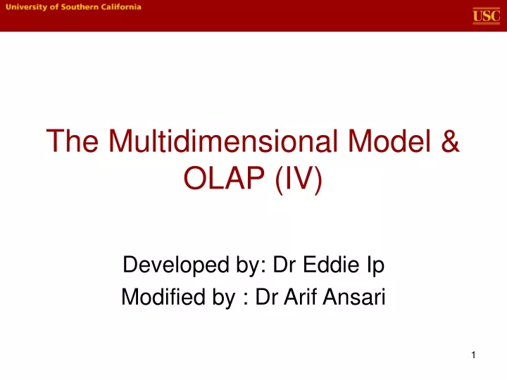 the multidimensional model olap iv