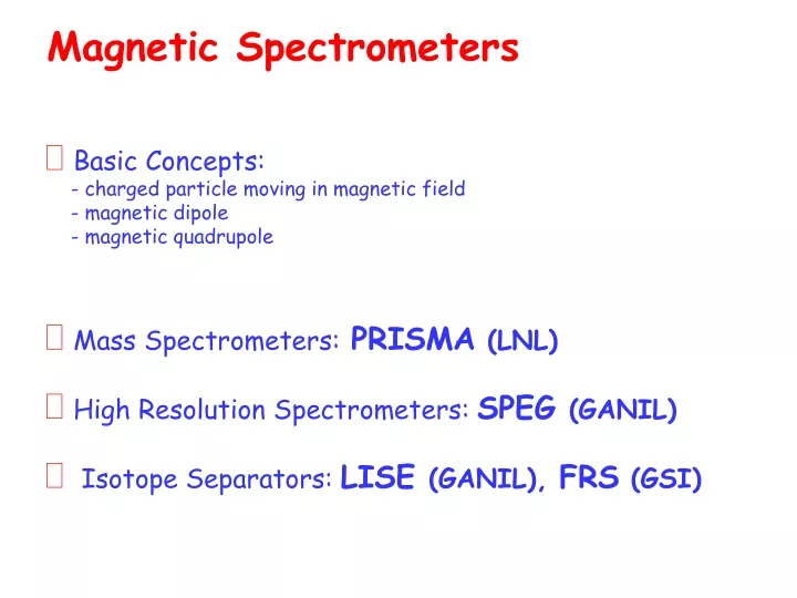 magnetic spectrometers basic concepts charged
