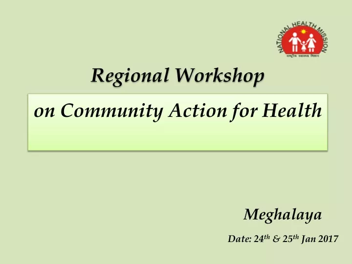 regional workshop on community action for health