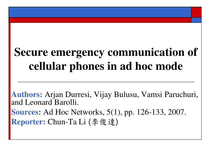 secure emergency communication of cellular phones in ad hoc mode