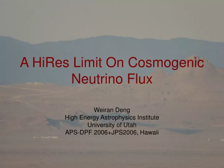 a hires limit on cosmogenic neutrino flux