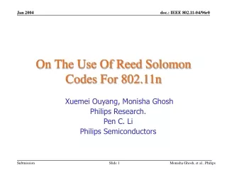On The Use Of Reed Solomon Codes For 802.11n