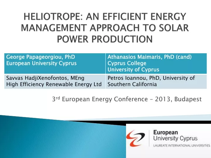 heliotrope an efficient energy management approach to solar power production