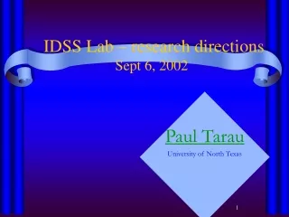 IDSS Lab – research directions Sept 6, 2002