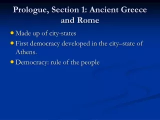 Prologue, Section 1: Ancient Greece and Rome