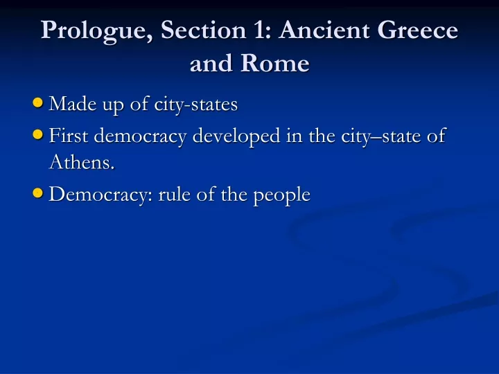 prologue section 1 ancient greece and rome