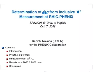 Determination of  D g  from Inclusive  p 0  Measurement at RHIC-PHENIX