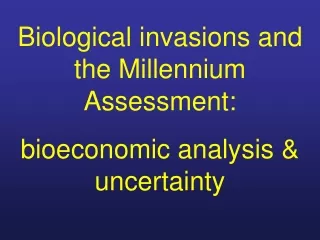 Biological invasions and the Millennium Assessment: bioeconomic analysis &amp; uncertainty