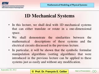 1D Mechanical Systems