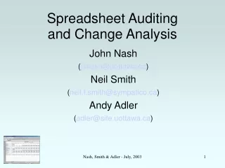 Spreadsheet Auditing and Change Analysis