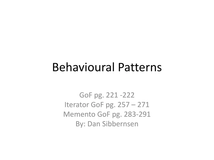 behavioural patterns