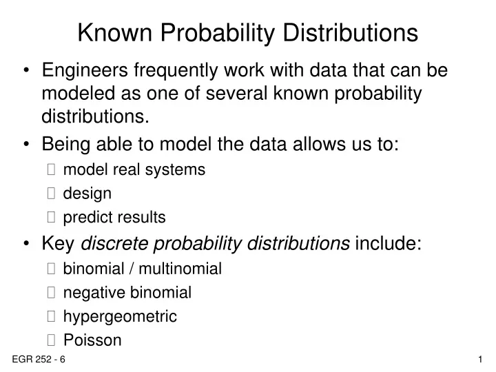 known probability distributions