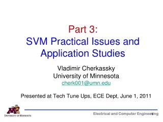 Part 3: SVM Practical Issues and  Application Studies