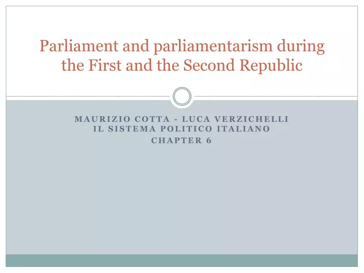 parliament and parliamentarism during the first and the second republic