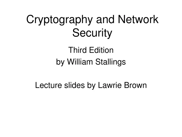 cryptography and network security