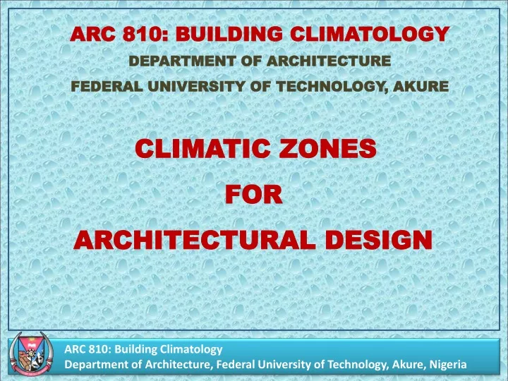 arc 810 building climatology department
