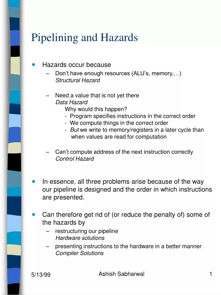 pipelining and hazards