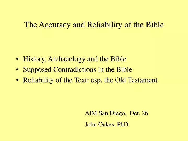 the accuracy and reliability of the bible