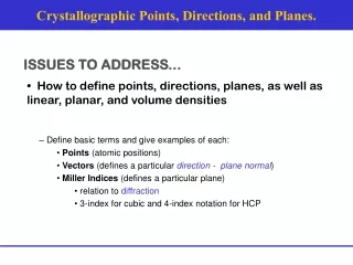 Crystallographic Points, Directions, and Planes.