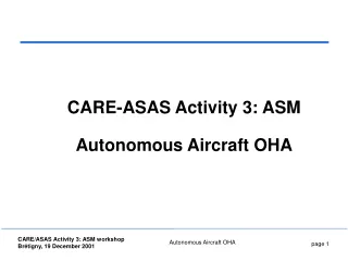 CARE-ASAS Activity 3: ASM Autonomous Aircraft OHA