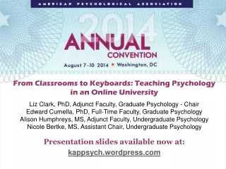 From Classrooms to Keyboards: Teaching Psychology in an Online University