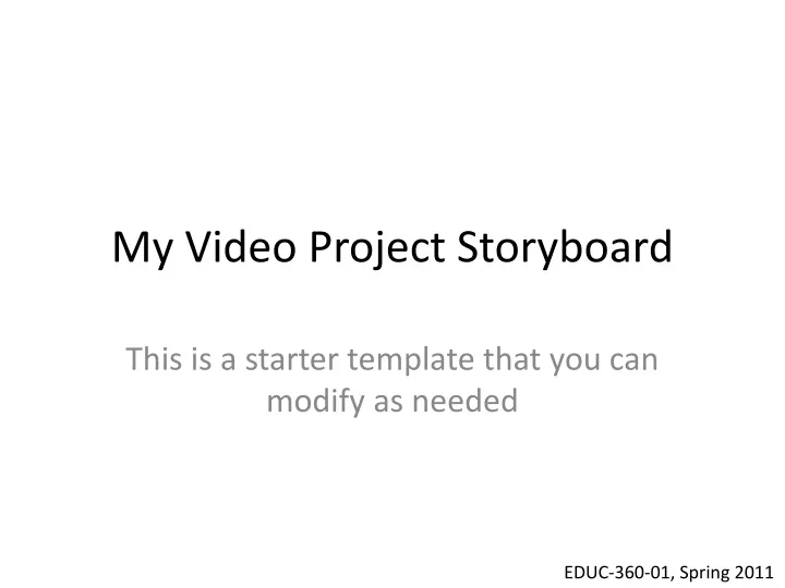 my video project storyboard