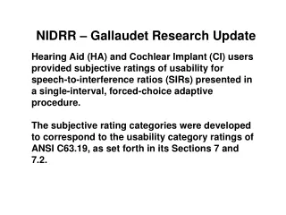 NIDRR – Gallaudet Research Update
