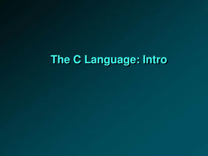 the c language intro