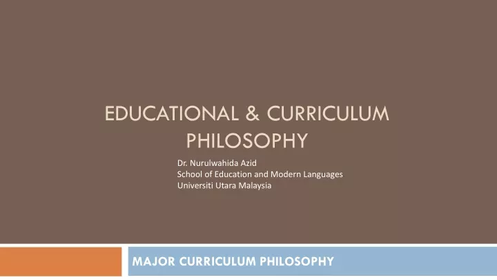 educational curriculum philosophy