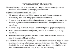 Virtual Memory (Chapter 8)