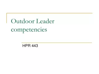 Outdoor Leader competencies