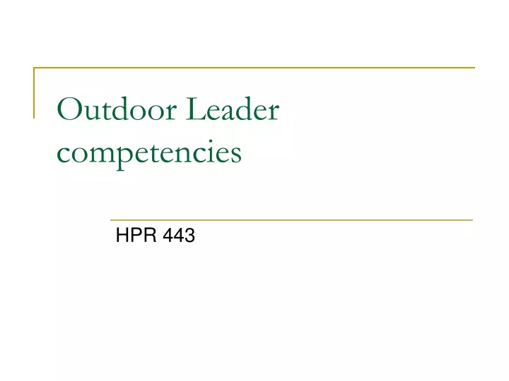 outdoor leader competencies