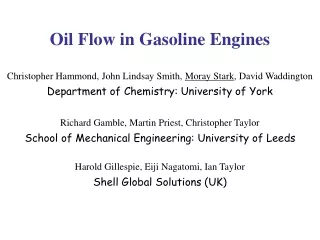 Oil Flow in Gasoline Engines