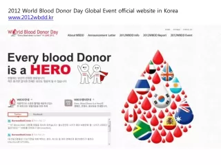 2012 World Blood Donor Day Global Event official website in Korea  2012wbdd.kr