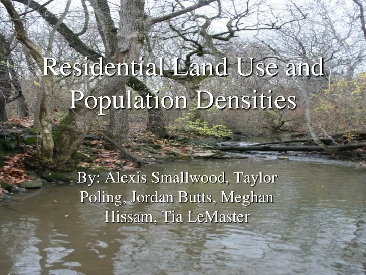 residential land use and population densities