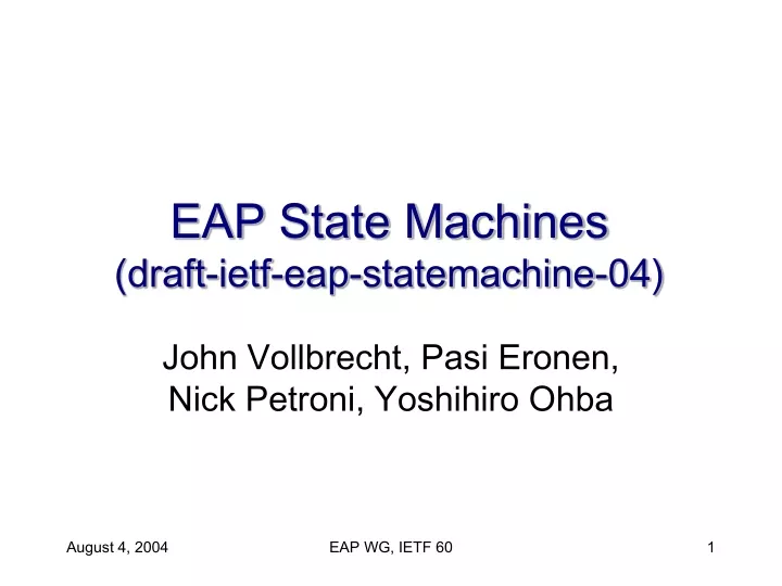 eap state machines draft ietf eap statemachine 04