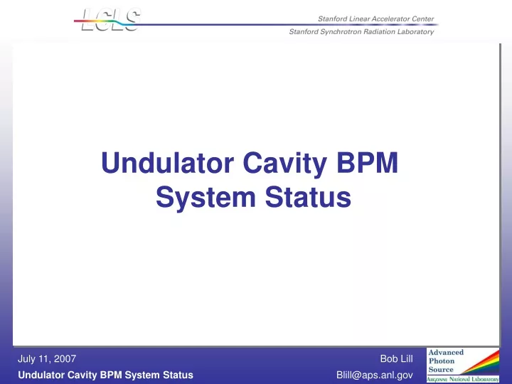 undulator cavity bpm system status