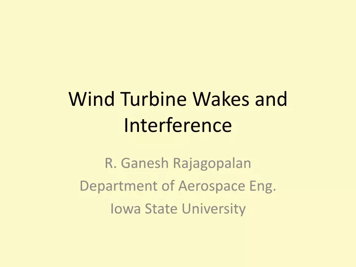 wind turbine wakes and interference