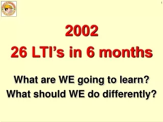 2002 26 LTI’s in 6 months What are WE going to learn?  What should WE do differently?